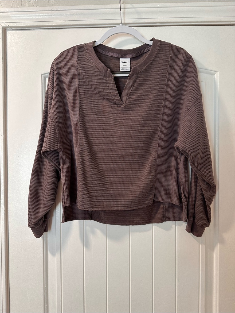 Nike Mauve Brown Waffle Notch-Neck long sleeve